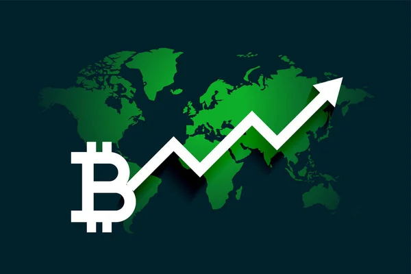 Фон Стрілочками Зростання Глобального Біткоїну — стоковий вектор