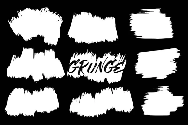 Blanco Grunge Textura Cepillo Trazos Conjunto — Vector de stock