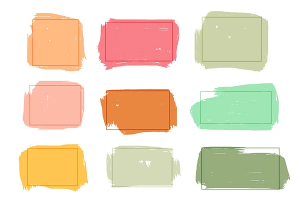 Cajas Banner Grunge Establecidas Muchos Colores — Archivo Imágenes Vectoriales