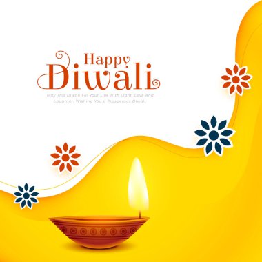 happy diwali wishes yellow background in paper style vector