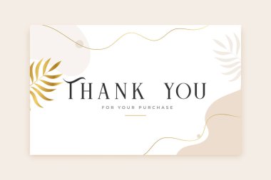 premium elegant thank you for purchase card with golden leaves vector