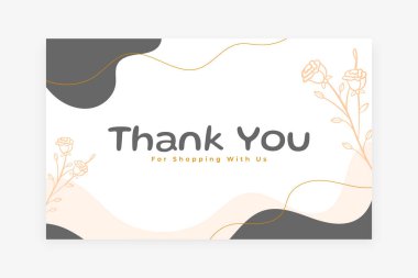 elegant thank you for shopping template with botanical flower vector