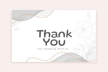 simple thank you for shopping white card with flower design vector