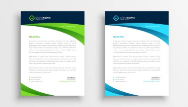 Resmi bir belge vektörünün iki iş antetli düzeninin koleksiyonu