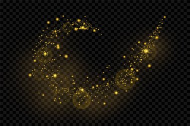 Parlak altın yıldız tozu girdap parçacık arkaplan vektörü