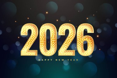 2026 altın parıldayan yeni yıl Bokeh arkaplan vektörü