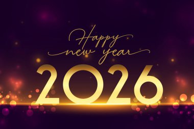 parlak 2026 mutlu yıllar mor arkaplan vektörü