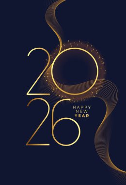 Havai fişek dekor vektörlü mutlu yıllar 2026 posteri