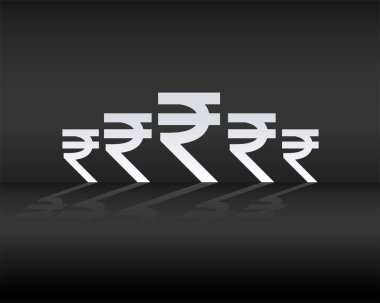 modern Hindistan para rupisi gölge etkisi vektörü ile koyu arkaplan işareti