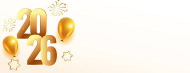 Dekoratif 2026 yeni yıl metin alanı vektörlü beyaz afiş