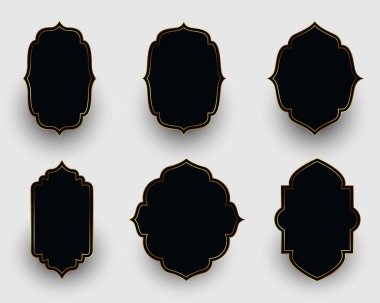 Klasik İslami pencere şekli şablon tasarım vektörü paketi