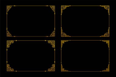 Koleksiyon vektöründe boş alanı olan dekoratif altın çiçek çerçevesi