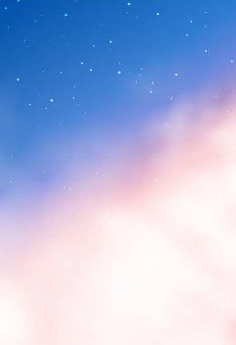 güzel dumanlı bulutlar yıldızlı gökyüzü arkaplan vektörü