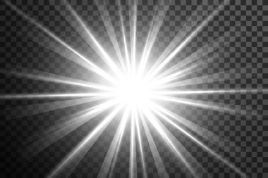 şeffaf parlayan yıldız ışığı patlama etkisi vektörü