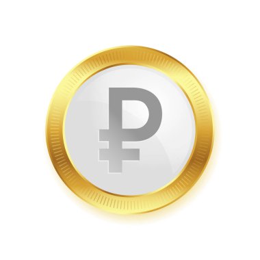 Ruble sembollü izole altın sikke tasarım vektörü