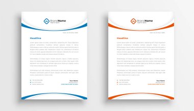 İki şirketin resmi antetli düzeninin basılabilir tasarım vektörü