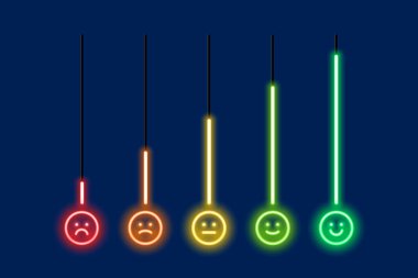 neon durum ölçüsü ölçeği kaydırıcı ve emoji yüz vektörü