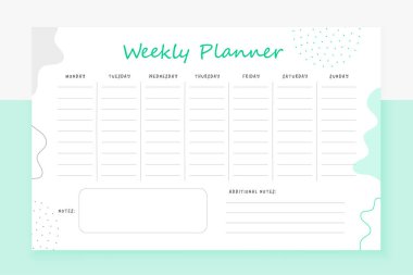 Modern günlük yapılacak iş haftası planlayıcısı yazdırılabilir bir tasarım vektörü çizer