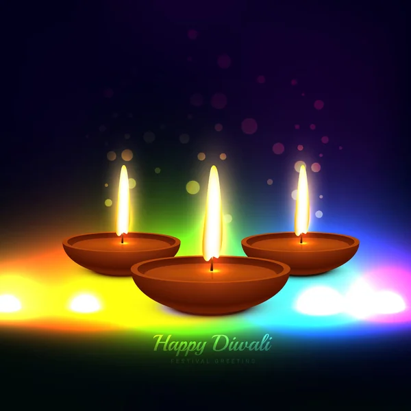 Colorido diwali festival felicitación tarjeta diseño ilustración — Archivo Imágenes Vectoriales