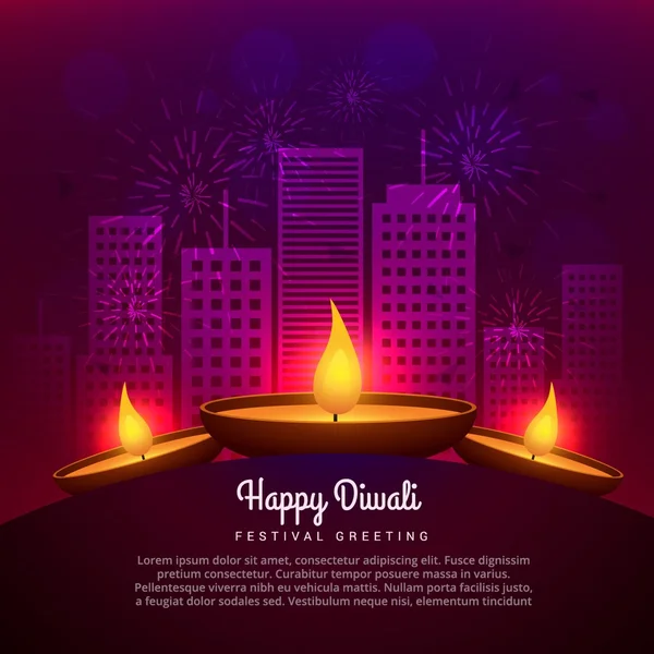 Diwali diya Platz vor dem Gebäude — Stockvektor
