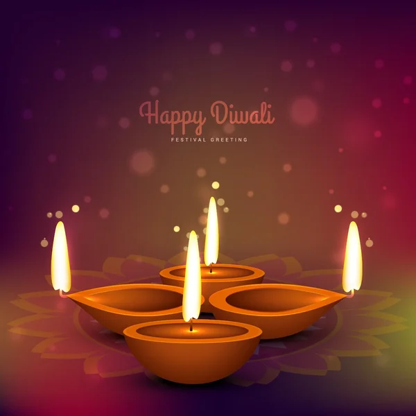 Diwali diya place on colorful background design — Stock Vector