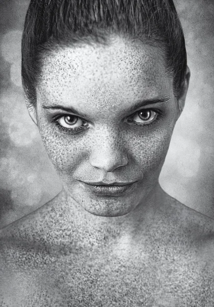 Close-up of Woman's Freckled Face — Stock Photo, Image