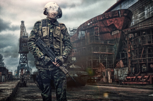 Guard soldier in action outdoor