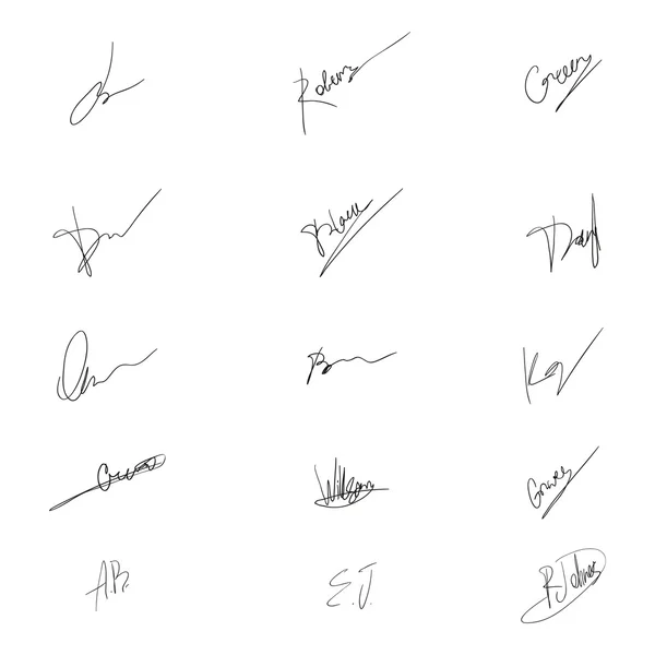 Firmas personales manuscritas — Vector de stock