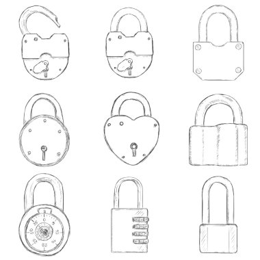 Kroki asma kilitler kümesi