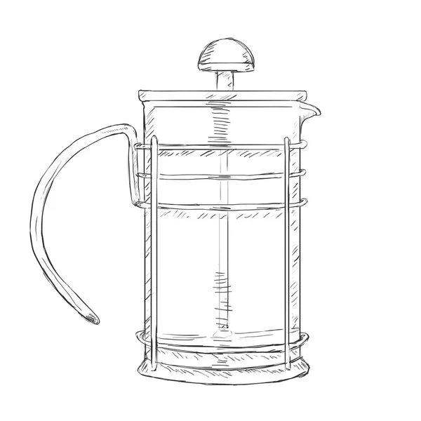 单个素描茶壶 — 图库矢量图片