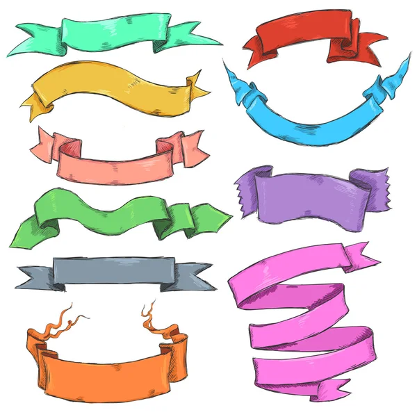 Různé barevné skici stužky — Stockový vektor