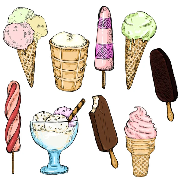 Készlet-ból különböző fagylaltok — Stock Vector