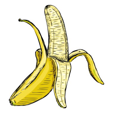 Soyulmuş muz taslağını