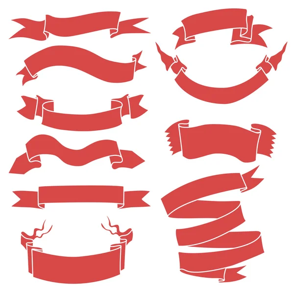 Conjunto de cintas rojas — Vector de stock
