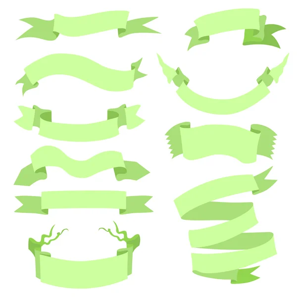 Set of Green Ribbons — Stock Vector