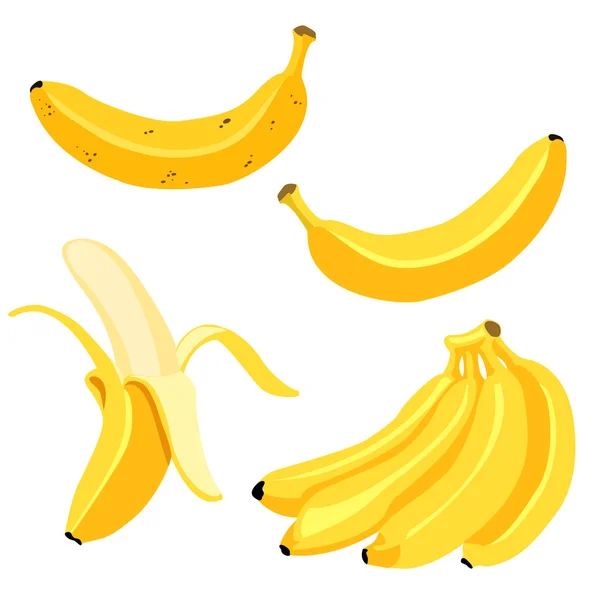 Conjunto de Bananas Amarelas dos Desenhos Animados — Vetor de Stock