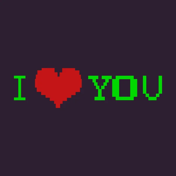 Pixel inscription - I love you — Stock Vector