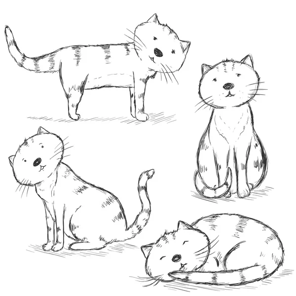 Croquis drôle de chat — Image vectorielle