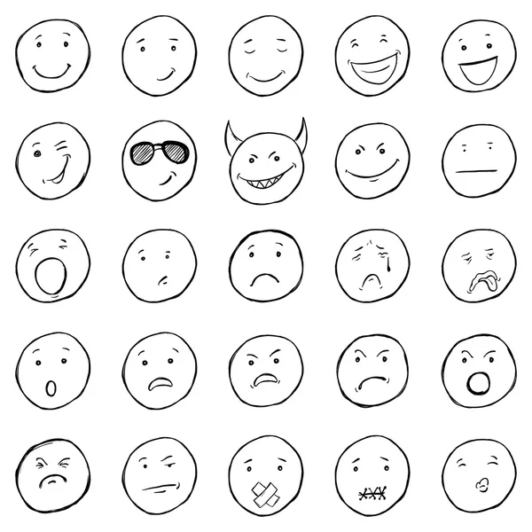 Conjunto de 25 Emoticones — Archivo Imágenes Vectoriales