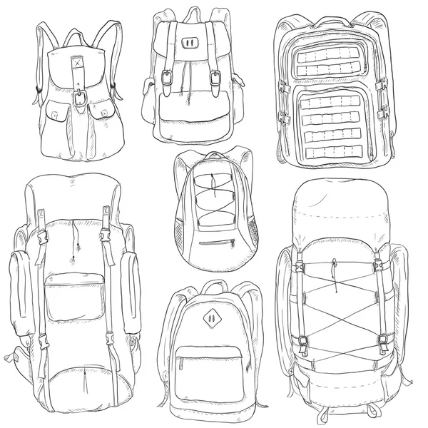 Mochilas Doodle esboço — Vetor de Stock