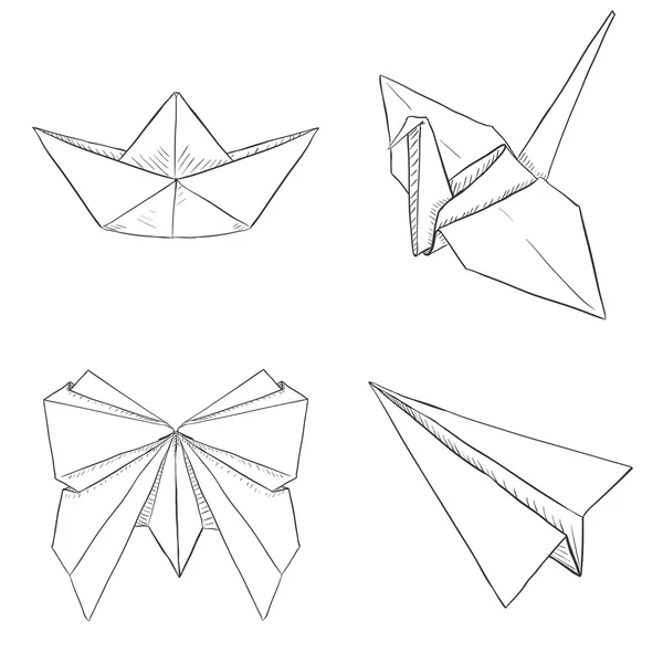 Reihe von Origami-Objekten — Stockvektor