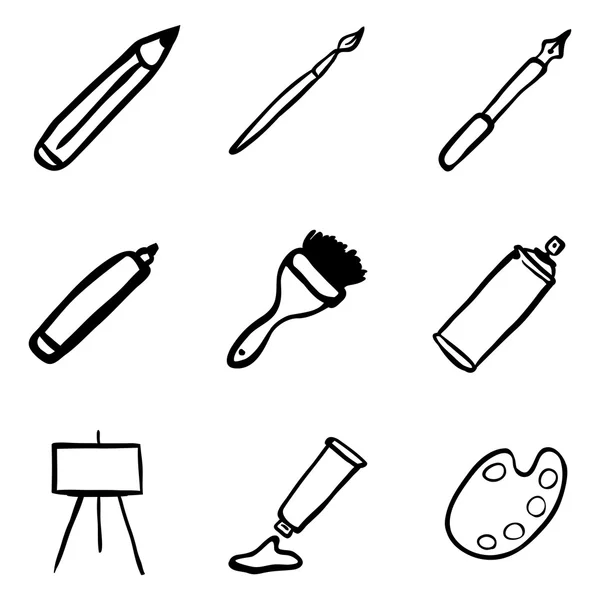 Iconos de arte, pintura y dibujo — Vector de stock