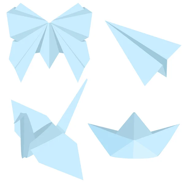 Set blauer Origami-Objekte — Stockvektor