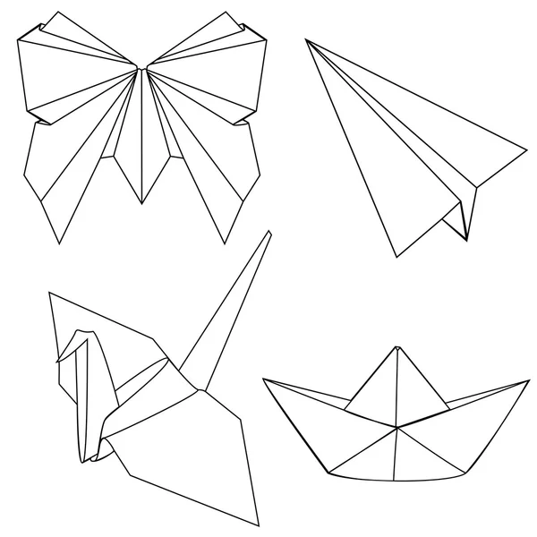 Uppsättning Origami former — Stock vektor