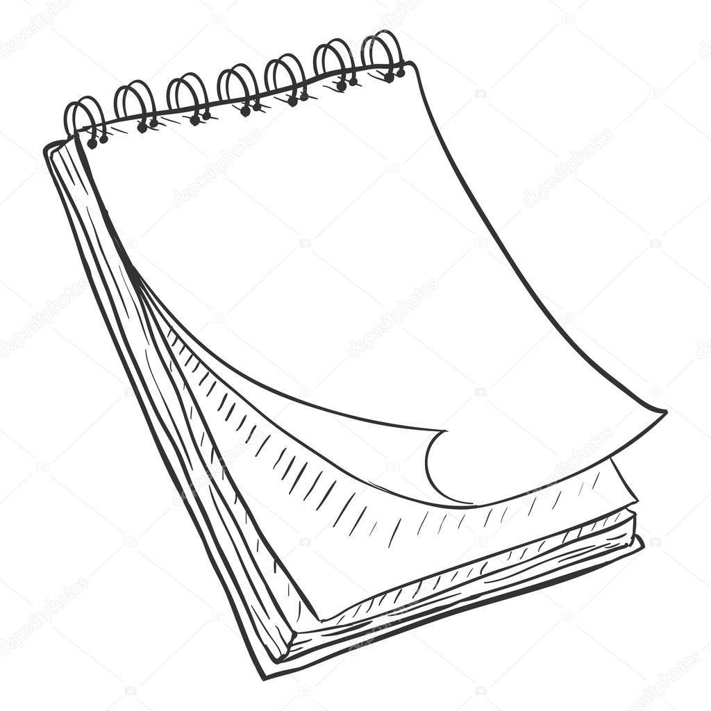 Libreta de cheklist con espiral. Estilo de boceto de tallarines dibujado a  mano. Línea de dibujo Icono de página de lista de comprobación simple.  Ilustración de vector aislado Imagen Vector de stock 