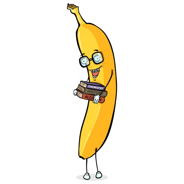 Desenhos animados Nerd Banana — Vetor de Stock