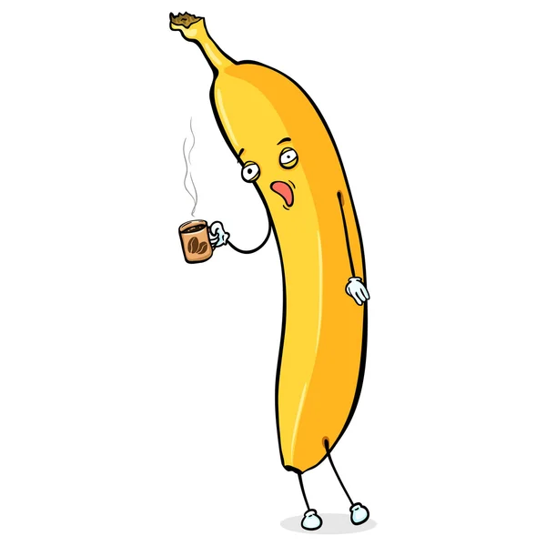 Banana con taza de café — Archivo Imágenes Vectoriales