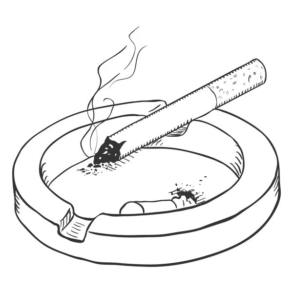 Aschenbecher mit rauchender Zigarette — Stockvektor