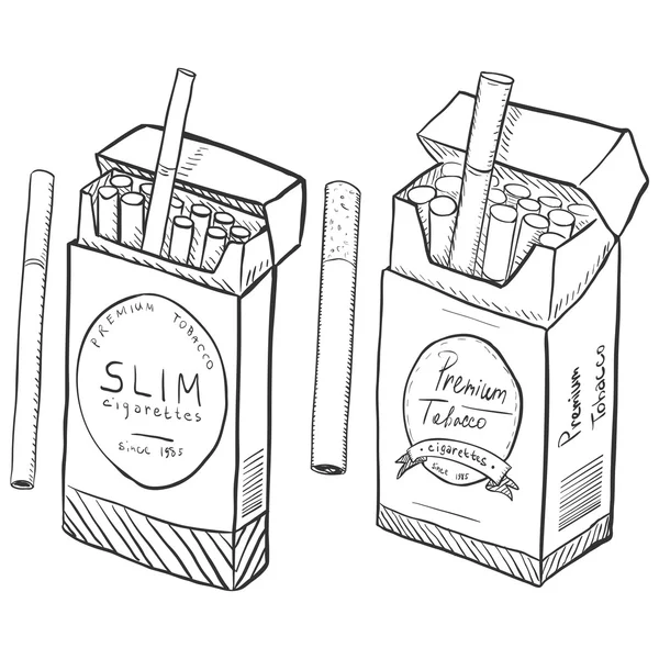 Cajas de cigarrillos delgadas y regulares — Archivo Imágenes Vectoriales
