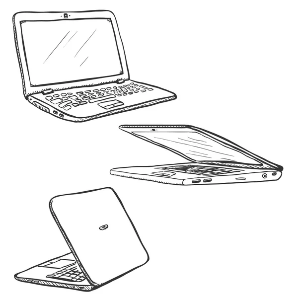 Set of Sketch Laptops — Stock Vector